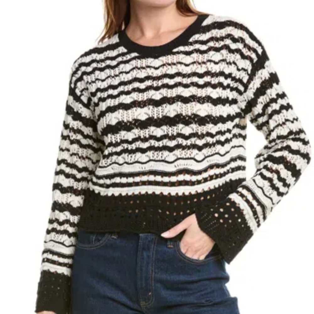 LAUNDRY BY SHELLI SEGAL OPEN KNIT BELL SLEEVE CROPPED SWEATER - Picture 10 of 10